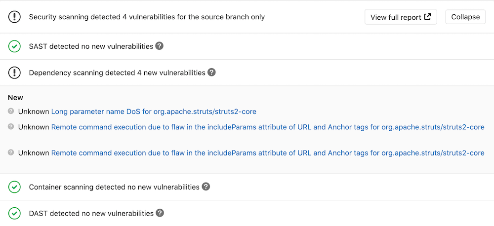 Dependency Scanning Widget