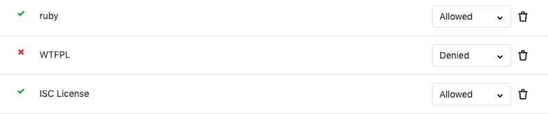 License Compliance Settings